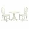 Best deal 💯 Round East West Furniture 3 Piece Sheaf Back Kitchen Dinette Dining Table Set 🎁 -Kitchen Sales Store masterEASE595