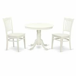 New 🛒 Round East West Furniture 3 Piece Comb Back Kitchen Dinette Dining Table Set 😉