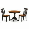 Budget 🧨 Round East West Furniture 3 Piece Triple Crossback Kitchen Dinette Dining Table Set ⭐ -Kitchen Sales Store masterEASE599