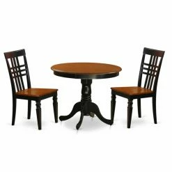 Budget 🧨 Round East West Furniture 3 Piece Triple Crossback Kitchen Dinette Dining Table Set ⭐