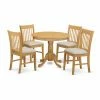 Buy ⭐ Round East West Furniture 5 Piece Slat Back Kitchen Dinette Dining Table Set 🛒 -Kitchen Sales Store masterEASE602