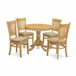 Cheap 😍 Round East West Furniture 5 Piece Hepplewhite Modern Kitchen Dinette Dining Table Set 🤩
