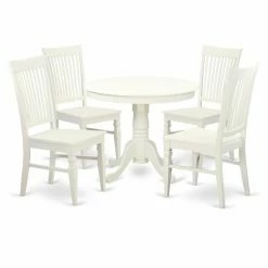 Cheap 🤩 Casual Dining Sets East West Furniture 5 Piece Thin Slat Back Kitchen Dinette Dining Table Set 👏