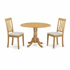 Promo 🥰 Round East West Furniture 3 Piece Splat Back Drop Leaf Dinette Dining Table Set 😀