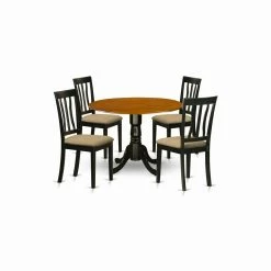 Coupon 🔥 Round East West Furniture 5 Piece Splat Back Drop Leaf Dinette Dining Table Set 👏