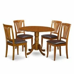 Best deal 🥰 Round East West Furniture 5 Piece Lath Back Drop Leaf Dinette Dining Table Set 😉