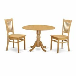 Budget 🔥 Round East West Furniture 3 Piece Comb Back Drop Leaf Dinette Dining Table Set 😉