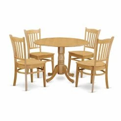 Best Pirce 🤩 Round East West Furniture 5 Piece Comb Back Drop Leaf Dinette Dining Table Set 🎁