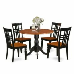 Cheap ⭐ Casual Dining Sets East West Furniture 5 Piece Triple Crossback Drop Leaf Dinette Dining Table Set 🎁