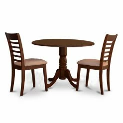 Flash Sale 🎁 Round East West Furniture 3 Piece Straight Ladderback Drop Leaf Dinette Dining Table Set 😀