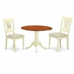 Discount 🤩 Round East West Furniture 3 Piece Empire Drop Leaf Dinette Dining Table Set ✔️