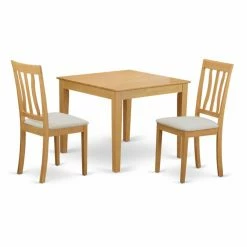Best Sale 😀 Square East West Furniture 3 Piece Splat Back Breakfast Nook Dining Table Set 🔔