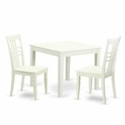 Best deal 🥰 Square East West Furniture 3 Piece Triple Crossback Breakfast Nook Dining Table Set 🛒