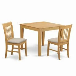 Best Sale ๐ Square East West Furniture 3 Piece Slat Back Breakfast Nook Dining Table Set ๐