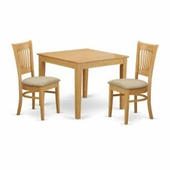 Discount ✨ Square East West Furniture 3 Piece Hepplewhite Modern Breakfast Nook Dining Table Set ⌛