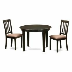 Coupon 🔥 Round East West Furniture Boston 3 Piece Splat Back Dining Table Set 💯