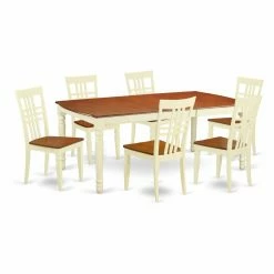 Budget 😉 Rectangle East West Furniture Dover 7 Piece Latticeback Dining Table Set ❤️