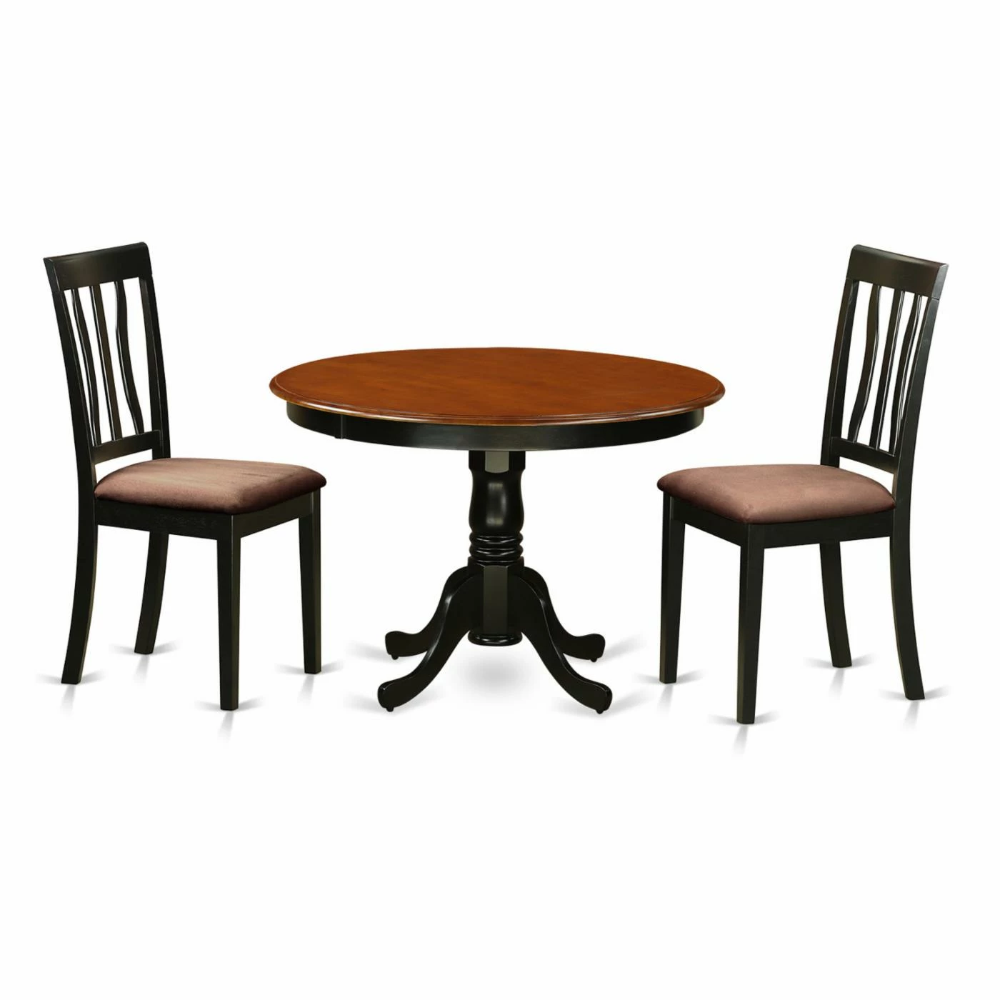 Wholesale 🎉 Round East West Furniture Hartland 3 Piece Splat Back Dining Table Set ❤️ 3 Wholesale 🎉 Round East West Furniture Hartland 3 Piece Splat Back Dining Table Set ❤️