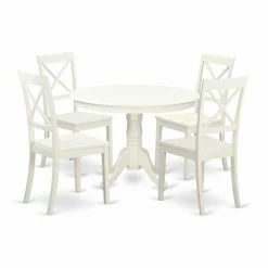 Deals ✨ Round East West Furniture Hartland 5 Piece Crossback Dining Table Set 🎁
