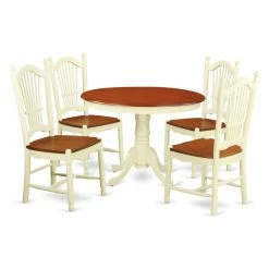 Flash Sale 👍 Round East West Furniture Hartland 5 Piece Sheaf Back Dining Table Set 🌟