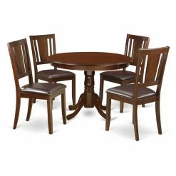 Budget 🔥 Round East West Furniture Hartland 5 Piece Scotch Art Dining Table Set 👏