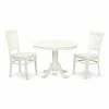 Hot Sale 🔔 Round East West Furniture Hartland 3 Piece Comb Back Dining Table Set 🤩 -Kitchen Sales Store masterEASE709