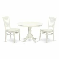 Hot Sale 🔔 Round East West Furniture Hartland 3 Piece Comb Back Dining Table Set 🤩