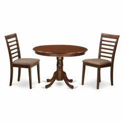 Promo 🎉 Round East West Furniture Hartland 3 Piece Straight Ladderback Dining Table Set 😀