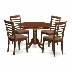 Buy ๐ Round East West Furniture Hartland 5 Piece Straight Ladderback Dining Table Set ๐ฏ