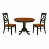 Best Sale ⌛ Round East West Furniture Hartland 3 Piece Cross-And-Ladder Dining Table Set 🔥 -Kitchen Sales Store masterEASE726