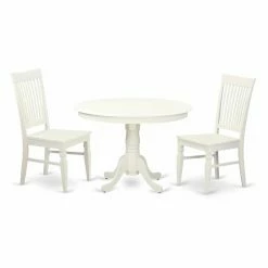Brand new 👏 Round East West Furniture Hartland 3 Piece Thin Slat Dining Table Set 😉