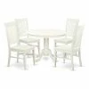 Brand new 🔥 Round East West Furniture Hartland 5 Piece Thin Slat Dining Table Set ⭐ -Kitchen Sales Store masterEASE731