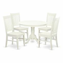Brand new 🔥 Round East West Furniture Hartland 5 Piece Thin Slat Dining Table Set ⭐
