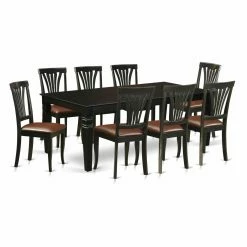 Buy ๐ Rectangle East West Furniture Logan 9 Piece Lath Back Dining Table Set โญ