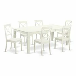 New 💯 Rectangle East West Furniture Logan 7 Piece Crossback Dining Table Set 😍