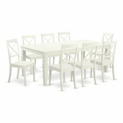 Cheapest ⭐ Rectangle East West Furniture Logan 9 Piece Crossback Dining Table Set 😍