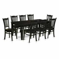 Deals 🥰 Rectangle East West Furniture Logan 9 Piece Comb Back Dining Table Set 🤩