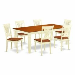 Best Sale โค๏ธ Rectangle East West Furniture Logan 7 Piece Empire Dining Table Set ๐