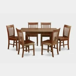 Wholesale ✨ Rectangle East West Furniture Norfolk 7 Piece Slat Back Dining Table Set ✨