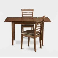 Flash Sale 🎁 Rectangle East West Furniture Norfolk 3 Piece Straight Ladder Back Dining Table Set 🔔