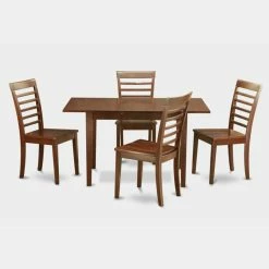 Cheapest 👍 Rectangle East West Furniture Norfolk 5 Piece Straight Ladder Back Dining Table Set 🔔