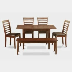 New ๐งจ Rectangle East West Furniture Norfolk 6 Piece Straight Ladder Back Dining Table Set โ