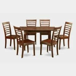 Top 10 โค๏ธ Rectangle East West Furniture Norfolk 7 Piece Straight Ladder Back Dining Table Set ๐