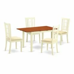 Cheapest 👏 Rectangle East West Furniture Norfolk 5 Piece Windowpane Dining Table Set 🥰