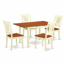 Outlet 🌟 Rectangle East West Furniture Norfolk 5 Piece Empire Dining Table Set 🔔