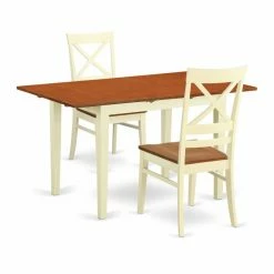 Best Sale 🛒 Rectangle East West Furniture Norfolk 3 Piece Cross-And-Ladder Dining Table Set 🔔