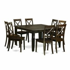 Promo ⭐ Square East West Furniture Parfait 9 Piece Cross Back Dining Table Set ✔️