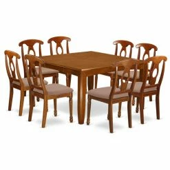 Flash Sale 🤩 Square East West Furniture Parfait 9 Piece Keyhole Dining Table Set ✔️