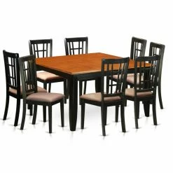 Best Pirce 😀 Square East West Furniture Parfait 9 Piece Windowpane Dining Table Set ✨