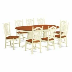 Budget 🥰 Oval East West Furniture Plainville 9 Piece Sheaf Dining Table Set 😀